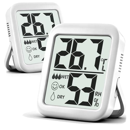 Image of Antonki 2 Pack Room Thermometer for Home Indoor Hygrometer Humidity Meter Gauge Digital Temperature and Humidity Sensor Monitor for House Terrarium Incubator Greenhouse - Battery Included