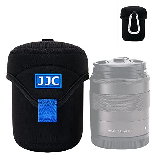 Image of JJC Mirrorless Lens Pouch Bag Protective Case for Canon Fuji Olympus Nikon Sony Lenses, Soft Neoprene Water Resistant Travel Carry Camera Lens Wrap with Carabiner (Interior Size 2.6 x 3.1)