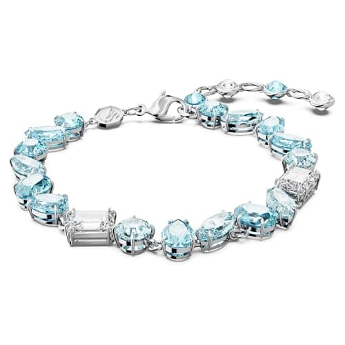 Image of Swarovski Gema Bracelet, Blue and White Mixed-Cut Crystals in a Rhodium Plated Setting, from the Gema Collection