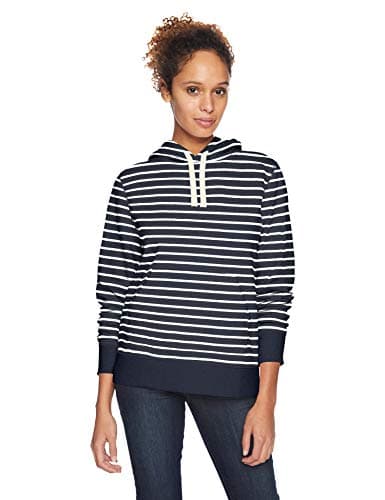 Image of Amazon Essentials Women's Regular-Fit Fleece Pullover Hoodie (Available in Plus Size), Navy Stripes, XS