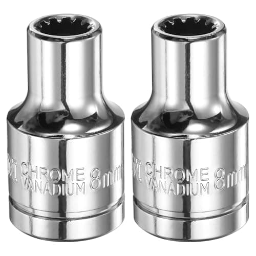 Image of sourcing map 2pcs 12 Point Socket 1/2" Drive by 8mm Metric Shallow Socket Chrome Vanadium Steel 12-Point Standard Sockets Mechanic Hand Tool for Car Repair Mechanical Maintenance Home Use