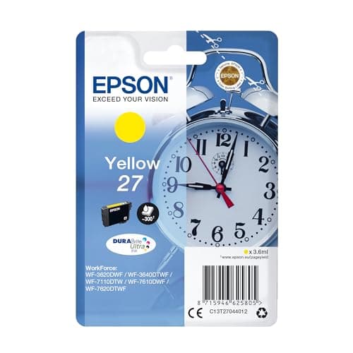 Image of Epson 27 Yellow Alarm Clock Genuine, DuraBrite Ultra Ink Cartridge, IND Yellow