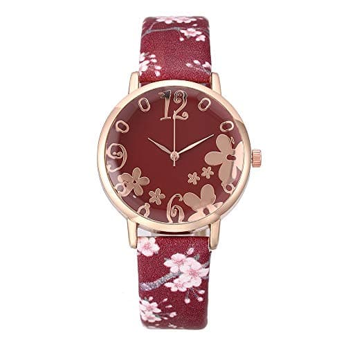 Image of Women St Patrck Day Watch Fashion Quartz Student Belt Flowers Women Watch Printed Small Fresh Embossed Women's Watch Women%27s+watch (Red, One Size)
