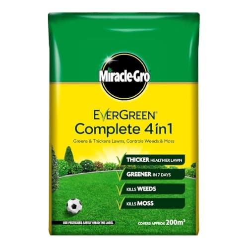 Image of Miracle-Gro Evergreen Complete 4 in 1 Lawn Care Feed for Green & Healthy Grass - Complete Lawn Maintenance Formula - Available in 80m², 200m², 360m² & 400m² Coverage (200m²)