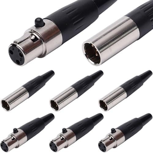 Image of Xiatiaosann 3Pin Mini XLR Connector, TA4F Female Adapter Plug & TA4F Male Adapter Plug, Mini XLR Ends Replacement Audio Connector for Mic Microphone (6 Pack)