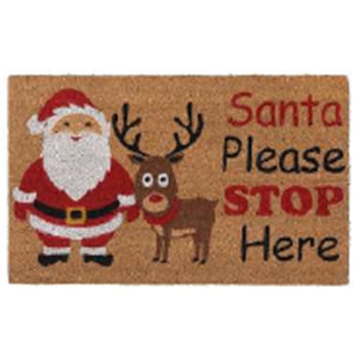 Image of B2C Door Mat Doormats Non Slip Natural Coir Welcome Indoor Outdoor Home Garden Mats 40+ Designs 60cm x 40cm (Santa Please Stop Here)