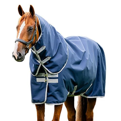 Image of Amigo Horseware Ripstop 900D Plus 100g Turnout Rug - Navy/Titanium Grey 6'6" / 78", Navy/Titanium Grey