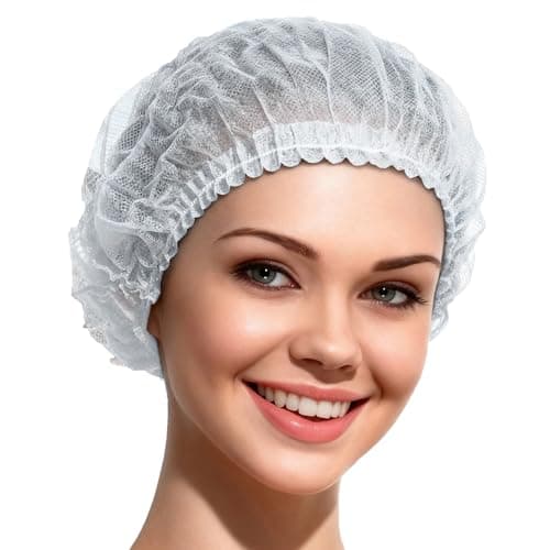 Image of 100 Pack Hair Net White 21'' - Disposable Hair Nets for Catering, Kitchen & Food Handling, Hygienic Non-Woven Hair Cover, Lightweight Mist-Free Protective Mob Caps - White Head Cover Cap