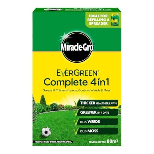 Image of Miracle-Gro Evergreen Complete 4 in 1 Lawn Care Feed for Green & Healthy Grass - Complete Lawn Maintenance Formula - Available in 80m², 200m², 360m² & 400m² Coverage (80m²)