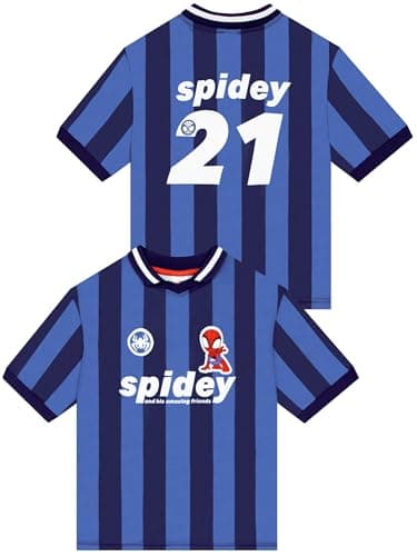 Image of Marvel T Shirt, Spidey and His Amazing Friends Football Shirt, Spider Man Boys’ T-Shirts, Boys Clothes, Blue 3-4 Years