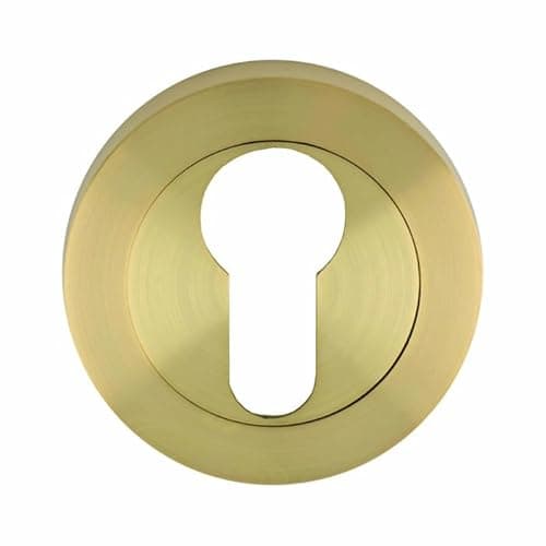 Image of Kooples Hardware Euro/Standard Profile Escutcheons Dual Keyhole Cover Set for Mortice & Euro Cylinder Locks – Satin Stainless Steel Finish (Satin Brass, Euro Profile)
