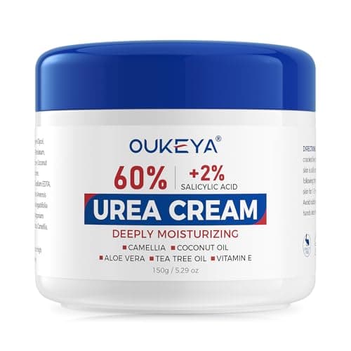 Image of OUKEYA Urea Cream 60% + Salicylic Acid 2%, Urea Foot Hand Cream for Dry Cracked Feet, Heels, Elbows, Salicylic Acid Cream for Moisturizer, Removes Corns Calluses Dead Skin and Softens Toenails, 150g