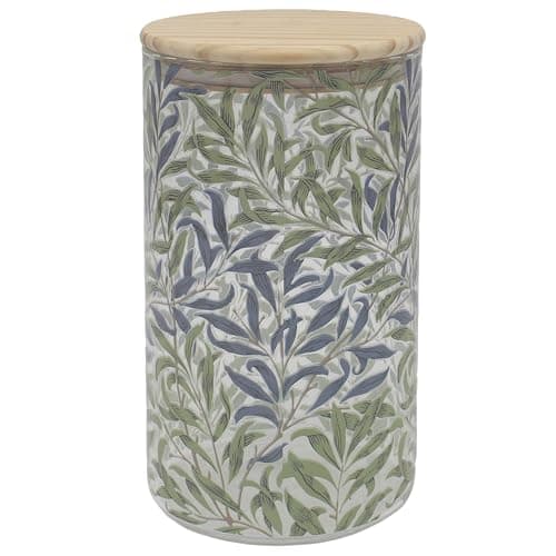 Image of The Leonardo Collection William Morris Willow Bough Glass Canister For Home & Kitchen | Storage Containers & Kitchen Organizers For Gift | Ideal Storage Jars For Biscuits Honey Green Tea