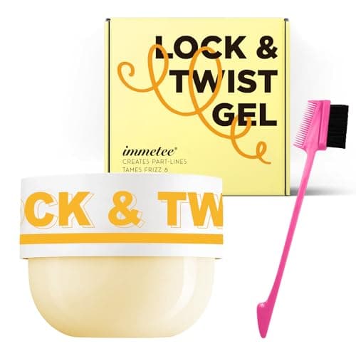 Image of immetee Braiding Gel, Twist and Lock All Day Hold, Edge Control Gel for Afro Hair, Frizz Control Hair Gel with Brush. 200g (Yellow)