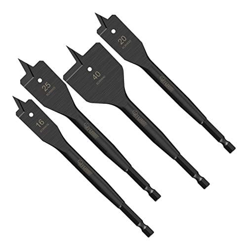 Image of 4 x SabreCut SCRIWK1 16mm 20mm 25mm 40mm x 152mm Impact Rated Flat Wood Spade Bits for Softwood Hardwood Chipboard