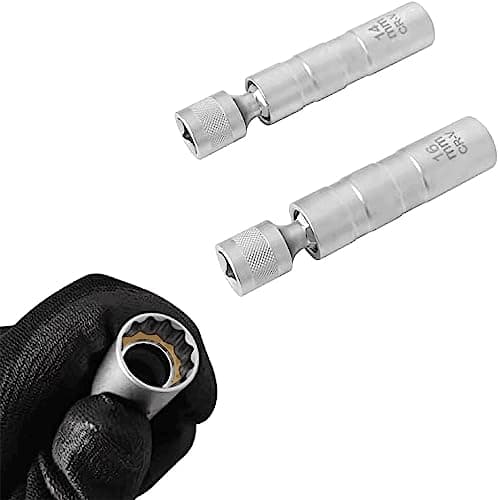 Image of ZKTOOL 2PCS 14mm & 16mm Universal Joint Magnetic Spark Plug Wrench, Thin Wall 12 Point 3/8 Inch CR-V Swivel Spark Plug Socket, Spark Plug Puller, Spark Plug Removal Tools