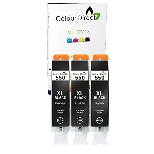 Image of Colour Direct PGI-550 PGI-550XL Black Compatible Ink Cartridges for Canon Pixma iP7250 MG5650 MX925 MG6450 iX6850 MG5550 MX920 MX725 iP8750 MG6350 MG5450 MG6650-3 X Black