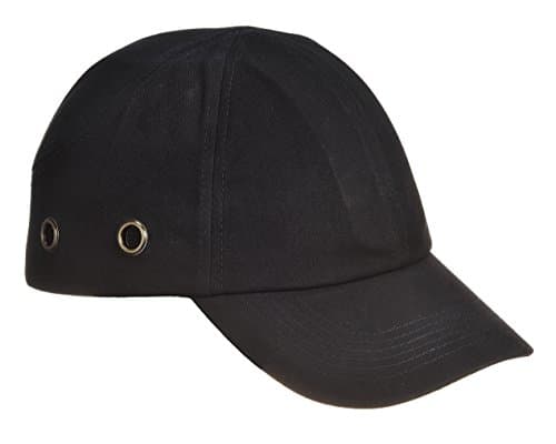 Image of Portwest PW59 Safety Bump Cap ABS EVA Impact Protection Long Peak Ventilated Adjustable Hook Loop Work Cap EN 812 CE UKCA Certified Lightweight Head Protection for Men, Black, One Size