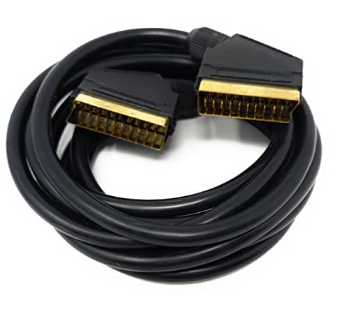 Image of DRUT 3m Scart to Scart Cable Lead, 21 Pin Male to Male (Plug to Plug) RGB Cord for TV, VCR, DVD Player Gold Plated 10ft