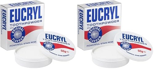 Image of Eucryl Original Flavour Toothpowder, Tooth Whitening Powder, Powerful Stain Remover, for Tobacco, Tea, Coffee & Wine Stains, Unique Polishing Action, 1 x 50g (Pack of 2)