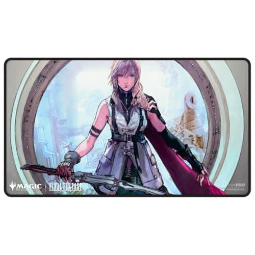 Image of Ultra PRO - Final Fantasy x Universes Beyond Lightning, Army of One Black Stitched Playmat for Magic: The Gathering | Card Game Playmat, Final Fantasy Collectibles, Desk Mat Mousepad