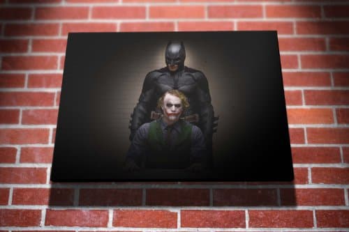 Image of The Dark Knight- Batman and Joker Hollywood Movie Gallery Framed Canvas Art Picture Print