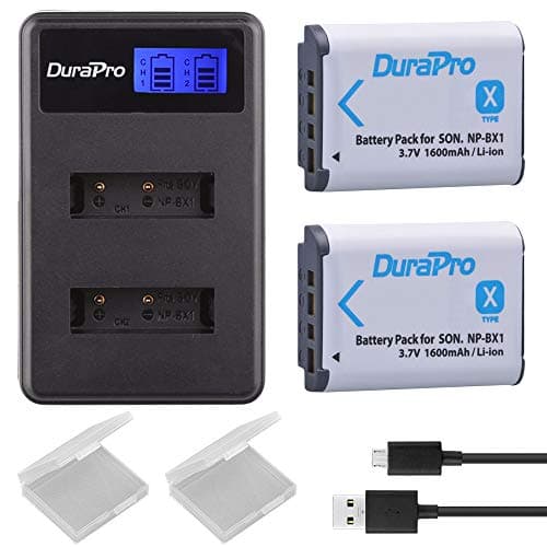 Image of DuraPro 2Packs NP-BX1 NP BX1 NPBX1 Battery + LCD Dual USB Charger for Sony DSC-RX100 DSC-WX500 IV HX300 WX300 HDR-AS15 X3000R MV1 AS30V HDR-AS300 GWP88