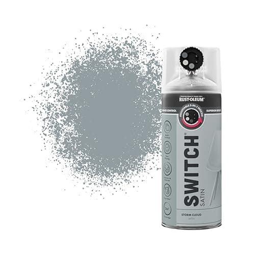 Image of Rust-Oleum Switch 5 in 1 Nozzle Multi Surface Topcoat Decorative Spray Paint Aerosol 400ml Storm Cloud Satin Finish