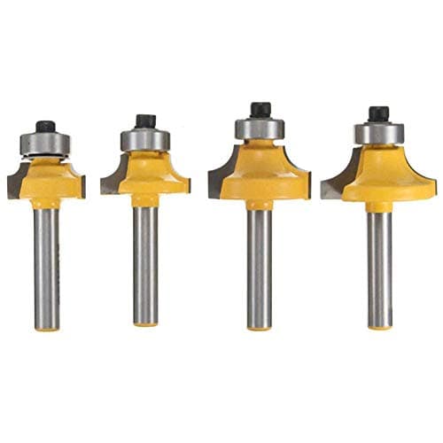 Image of Gasea 4pcs Round Over Router Bit Set, 1/4" Shank Corner Rounding Edge-Forming Edging Tools, 5/16" 3/16" 1/4" 1/8" Radius Carbide Milling Cutters for Woodworking