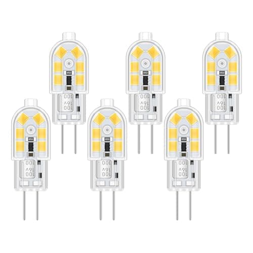 Image of Akynite Capsule G4 LED 2W 12V Light Bulbs Cool White 6000K 200LM, not dimmable, Bi Pin G4 10W 20W Halogen Equivalent, AC DC Bipin 12V LED Daylight Bulbs for Cooker Hood Cabinet, 6pcs