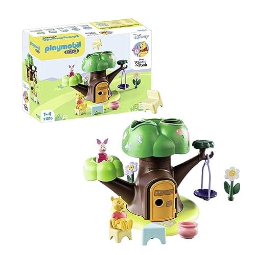 Image of Playmobil 71316 1.2.3 & Disney: Winnie's & Piglet's Tree House​, Winnie-the-Pooh, educational toys for toddlers, gifting toy and fun imaginative role-play, playsets for children ages 12 months+