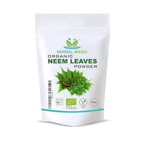 Image of Herbal Magic's Organic Neem Leaves Powder Face Mask - Sparkle your smoothies, shakes, baking - Free from Fillers & Presrevatives -100g - Pack 1