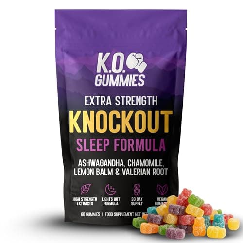 Image of Sleep Gummies for Adults – Valerian Root 500mg, Ashwagandha, Lemon Balm & Chamomile – Natural Sleep aid - Vegan Friendly - 60 Pack - K.O. GUMMIES