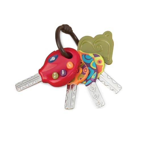 Image of B. toys – LucKeys – Pretend Play Keys – 4 Textured Toy Keys for Babies & Toddlers – Flashlight & Car Sounds – 10+ Months