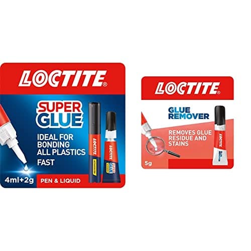 Image of Loctite Super Glue All Plastics, Strong Plastic Glue, Easy to Use Instant Super Glue, Convenient Size 1x2g + 4ml & Glue Remover, Effective Adhesive Remover for Correcting Badly Bonded Items, 1 x 5g