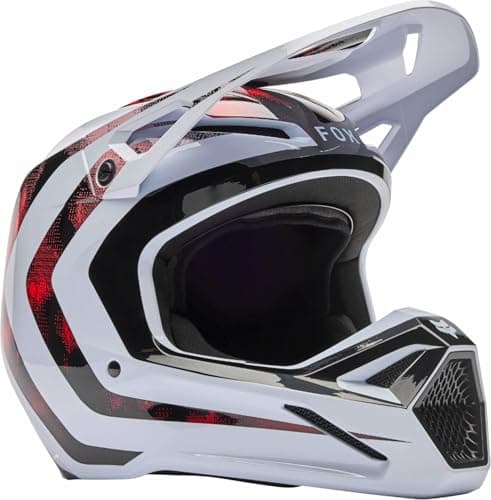 Image of Fox Racing V1 Unisex Helmet, White/Neon Red, S