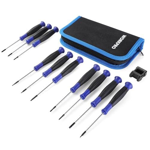 Image of WORKPRO Precision Screwdriver Set 10-Piece, Cr-V Steel Small Screwdrivers Set, with Phillips, Slotted and Torx Tip, Organized in Zip Case, Ideal for Watch, Laptop