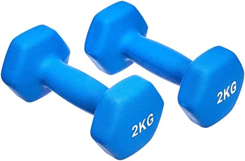 Image of Amazon Basics Neoprene Dumbbell Pair, 2 kg, Blue