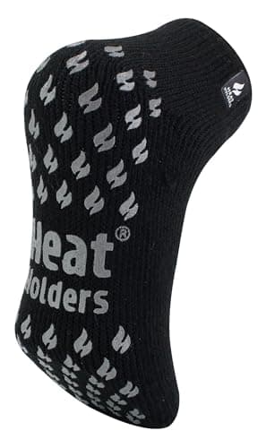 Image of HEAT HOLDERS - Mens 2.3 TOG Warm Thick Anti Slip Low Cut Ankle Thermal Slipper Socks | Trainer Socks with Grips for Winter (6-11, Black)