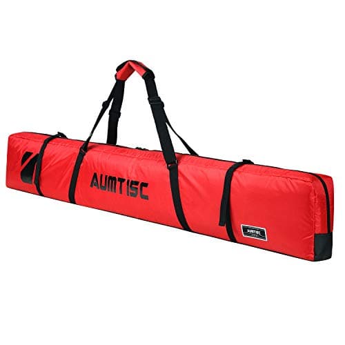 Image of AUMTISC Ski Kit Bags Single Travel Winter Sports Bag Padded to Transport Skis Gear Pocket with Adjustable Handle Red 185cm