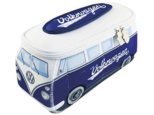 Image of BRISA VW Collection - Volkswagen Neoprene Universal Makeup Cosmetics Toiletry Travel Pharmacy Bag in T1 Bus Design (Blue/Large)