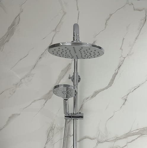 Image of DBS Carrara White Marble Matt 1000mm Wide Shower Panel 1m x 2.4m PVC Bathroom Cladding Wet Wall 10mm