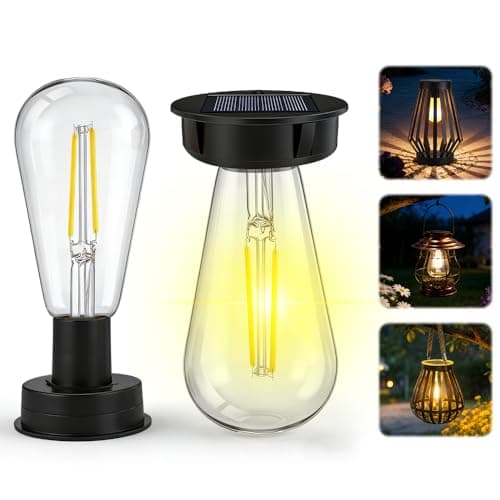 Image of NAVESO Solar Light Bulb, 2 Pack Solar Replacement Bulbs, 8.5cm/3.35in Solar Light Replacement Top Waterproof for Outdoor Solar Lanterns, Solar Lightbulbs Outdoor Hanging, LED Bulbs Clear Solar Lights