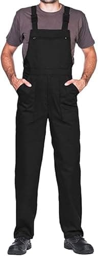 Image of Work Bib and Brace Overalls, Overalls Men, Bib and Brace Dungarees Mens, Made in EU, Mazalat Protective Coverall, S -3XL Size - Made in EU - Work Trousers for Man, Lots of Colors, Black, 3XL