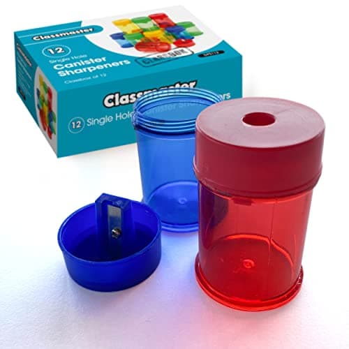 Image of Classmaster Single Hole Canister Pencil Sharpeners 12-Pieces, Multicolor, DPS112