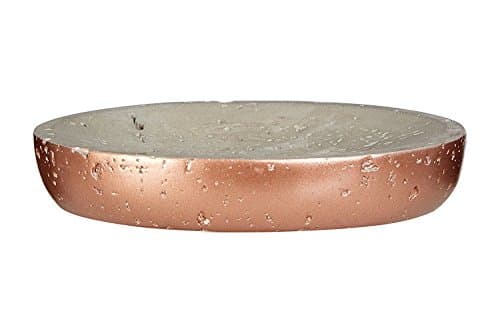 Image of Premier Housewares Housewares Neptune Oval Soap Dish, Concrete, Grey/Copper, 11 x 14 x 3 cm