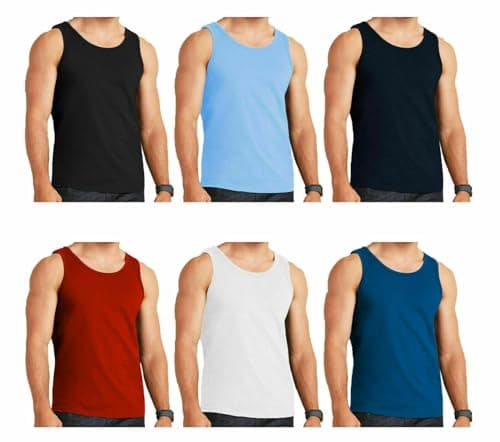Image of Molten Creek® 6X Pack Mens Vests Classic Sports 100% Cotton Tank Tops Summer Training Gym Sports Sleeveless Casual Undershirts S-2XL (UK, Alpha, 3XL, Regular, Regular, Assorted)