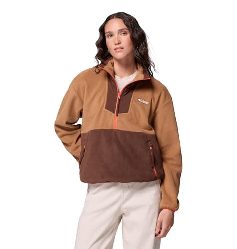 Image of Columbia Women's Sequoia Grove 1/2 Zip Fleece Jacket, Camel Brown/Tobacco/Zing, Large