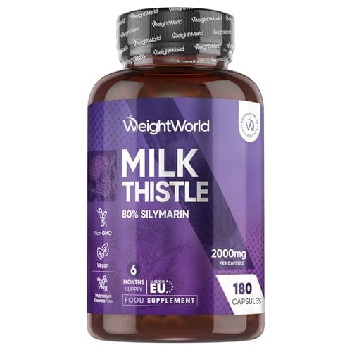 Image of Milk Thistle Capsules - 180 Capsules - 6 Months Supply - Just 1 per Day - 80% Silymarin - 40:1 Extract - Vegan & Non-GMO - GMP-Approved Milk Thistle Herbal Supplements