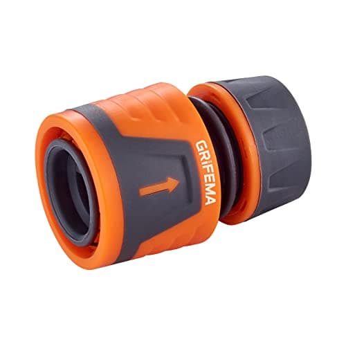 Image of GRIFEMA GE1201 Quick Coupler for Hose 1/2" 12.5 mm - 5/8" 15 mm, Universal Fitting Connector, Easy Installation, Sun Protection, Grey - Orange [Amazon Exclusive]